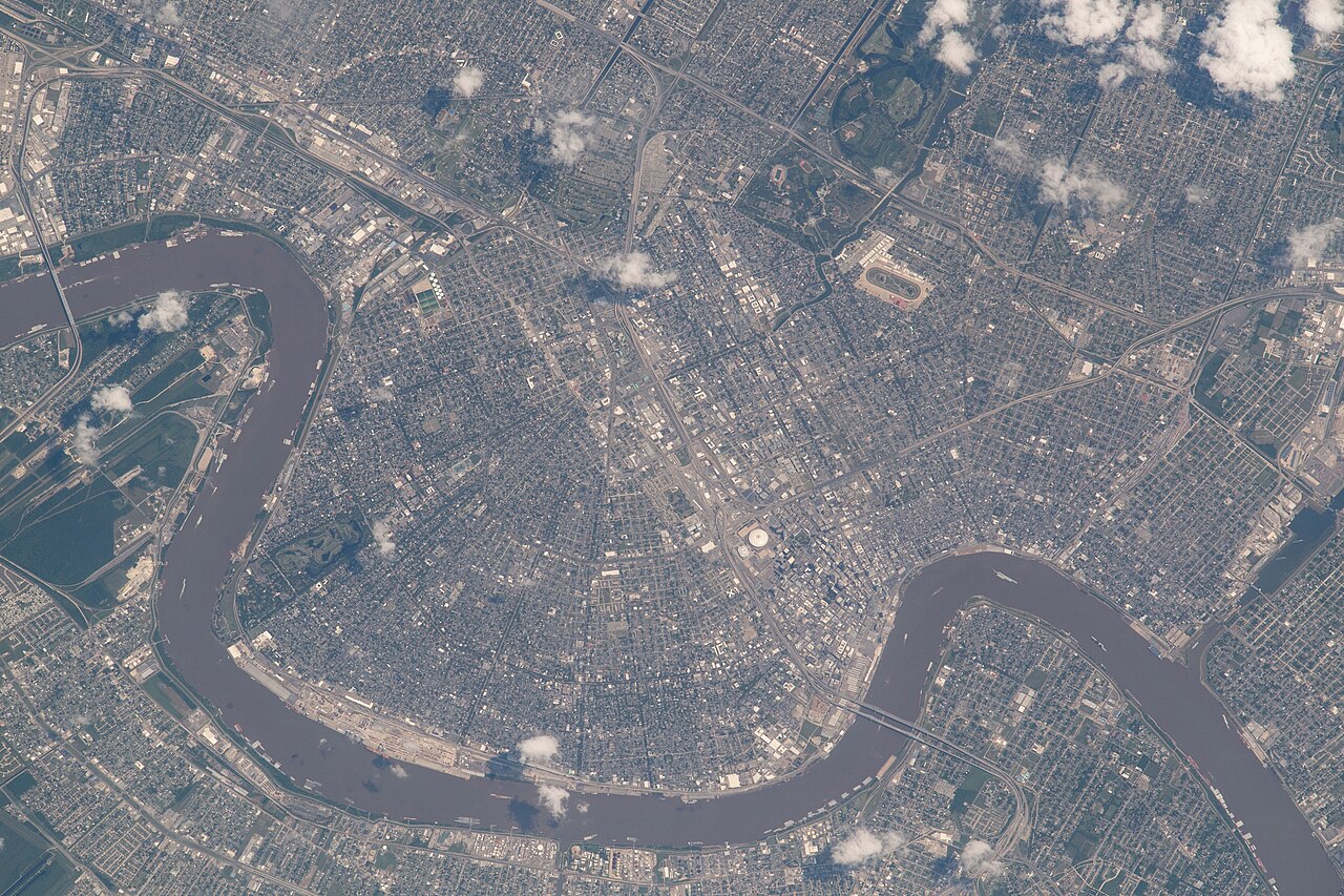 Part of New Orleans, including the Audubon Zoo, 7th Ward, 11th Ward, and the Warehouse District, taken June 28, 2022 during Expedition 67 of the International Space Station.