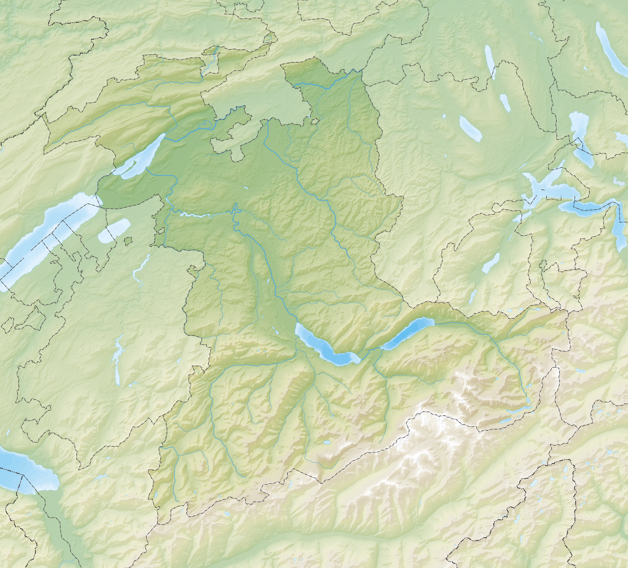 Reliefkarte des Kantons Bern