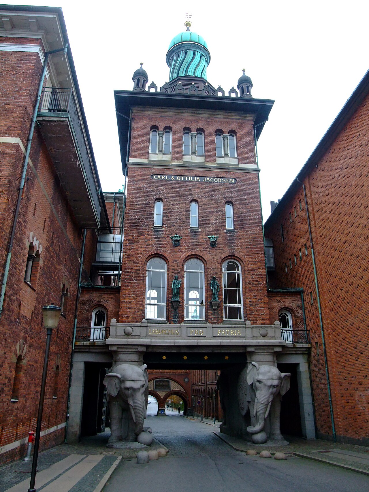 The Elephant Gate at Carlsberg in Copenhagen, Denmark, seen from the Valby (outer) side
