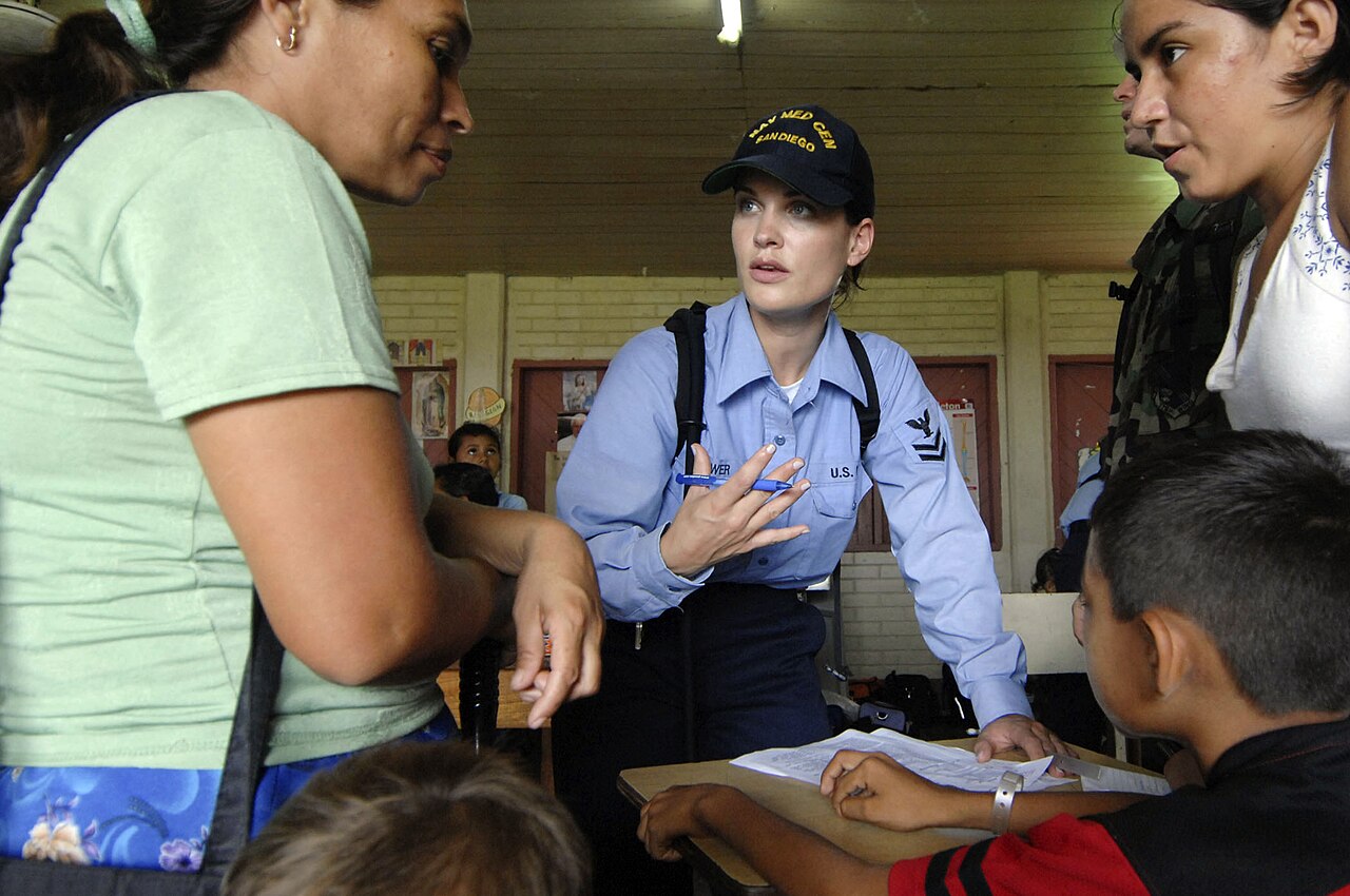 VALLEY OF PEACE, Belize (June 22, 2007) - Hospital Corpsman 2nd Class Tali Brewer registers patients at the Monsignor Romero Roman Catholic School in the Valley of Peace. Brewer’s unit, attached to the Military Sealift Command (MSC) hospital ship USNS Comfort (T-AH 20), provides pediatric medical care. Comfort is on a four-month humanitarian deployment to Latin America and the Caribbean region providing medical treatment to approximately 85,000 patients in a dozen countries. While deployed, Comfort is under operational control of U.S. Naval Forces Southern Command and tactical control of Destroyer Squadron 24. U.S. Navy photo by Mass Communication Specialist 2nd Class Steven King (RELEASED)