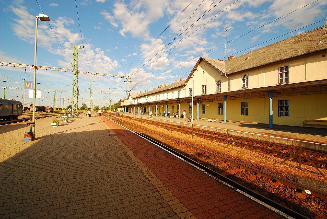 The main railway station in Veszprém, Hungary.