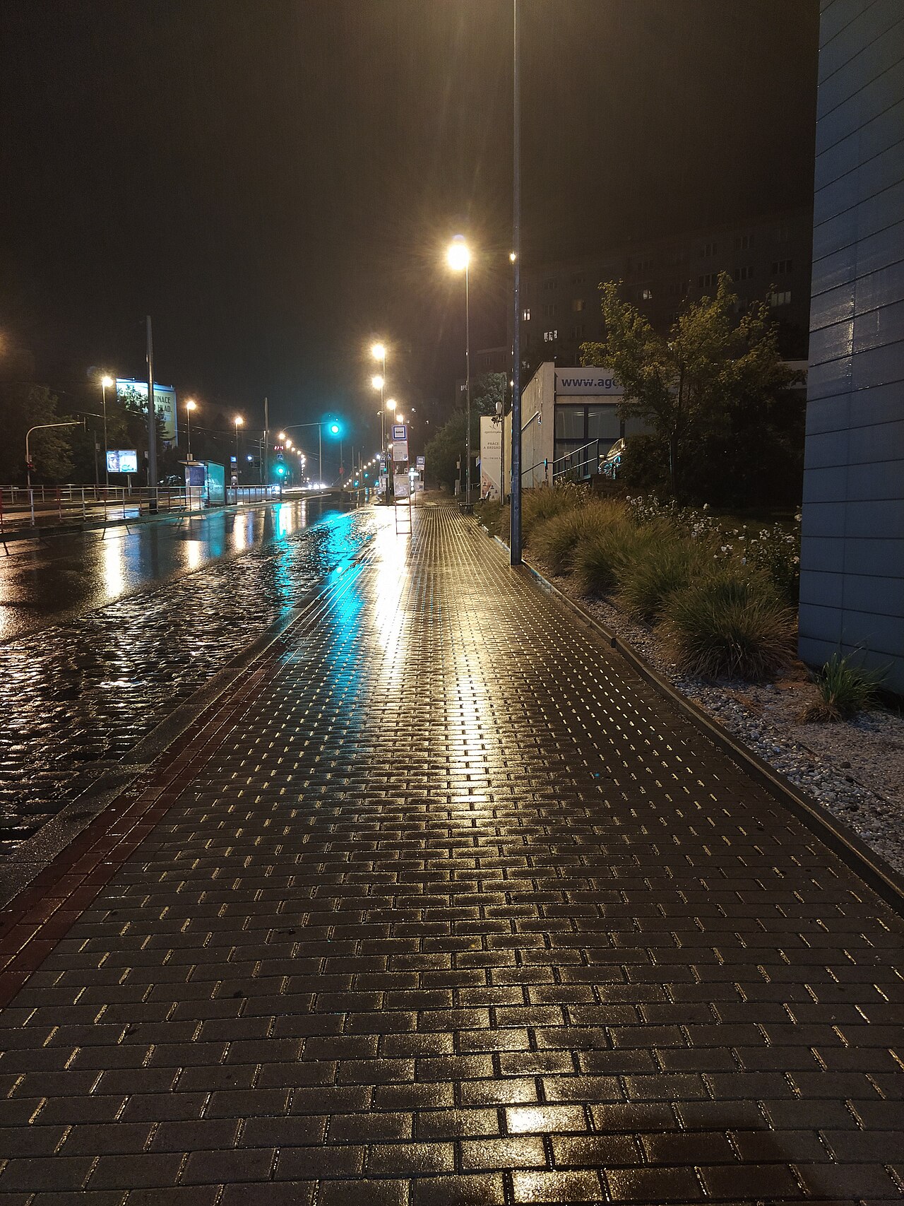 Prague-Vokovice, Czechia. Evropská street, bus stop Bořislavka.