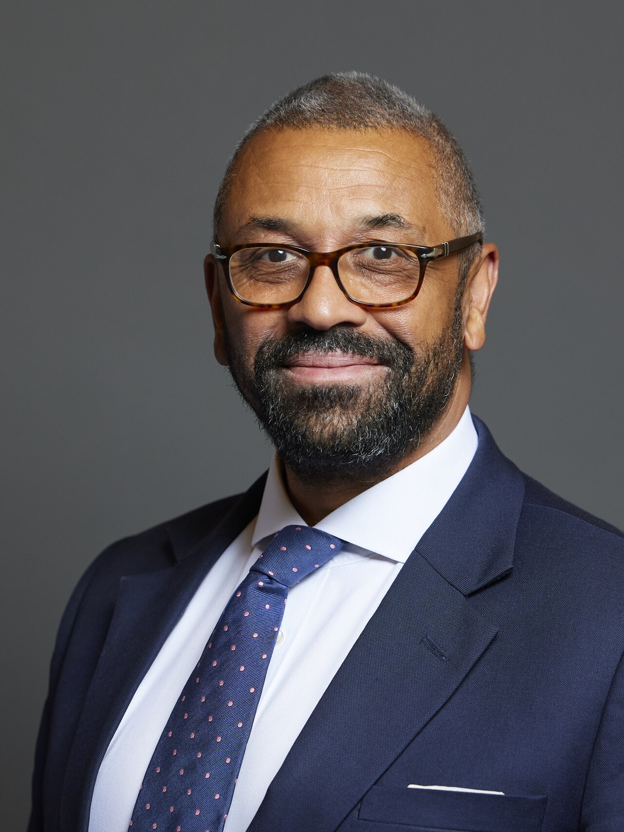 Official portrait of James Cleverly MP, 3:4 crop.