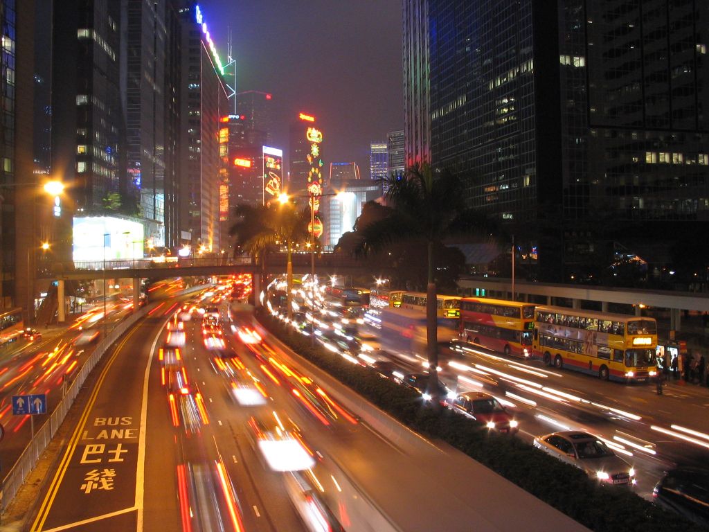 Night Scene of Gloucester Road, Wanchai