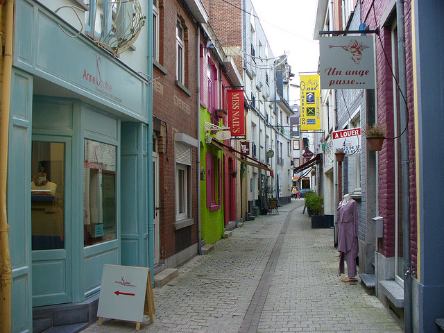 Rue de la Source, street in Wavre centre, Wallon Brabant, Belgium