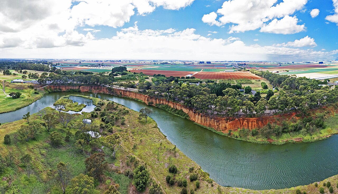 Aerial perspective of the K Road cliffs along the Werribee River. Taken from an altitude of 55m.