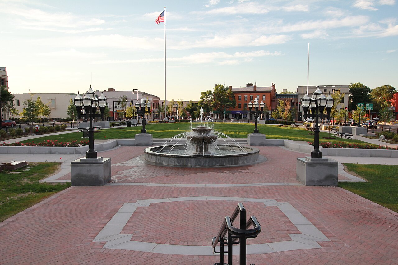 Photo from Park Square (AKA "The Green") in Westfield, Massachusetts as construction nears completion