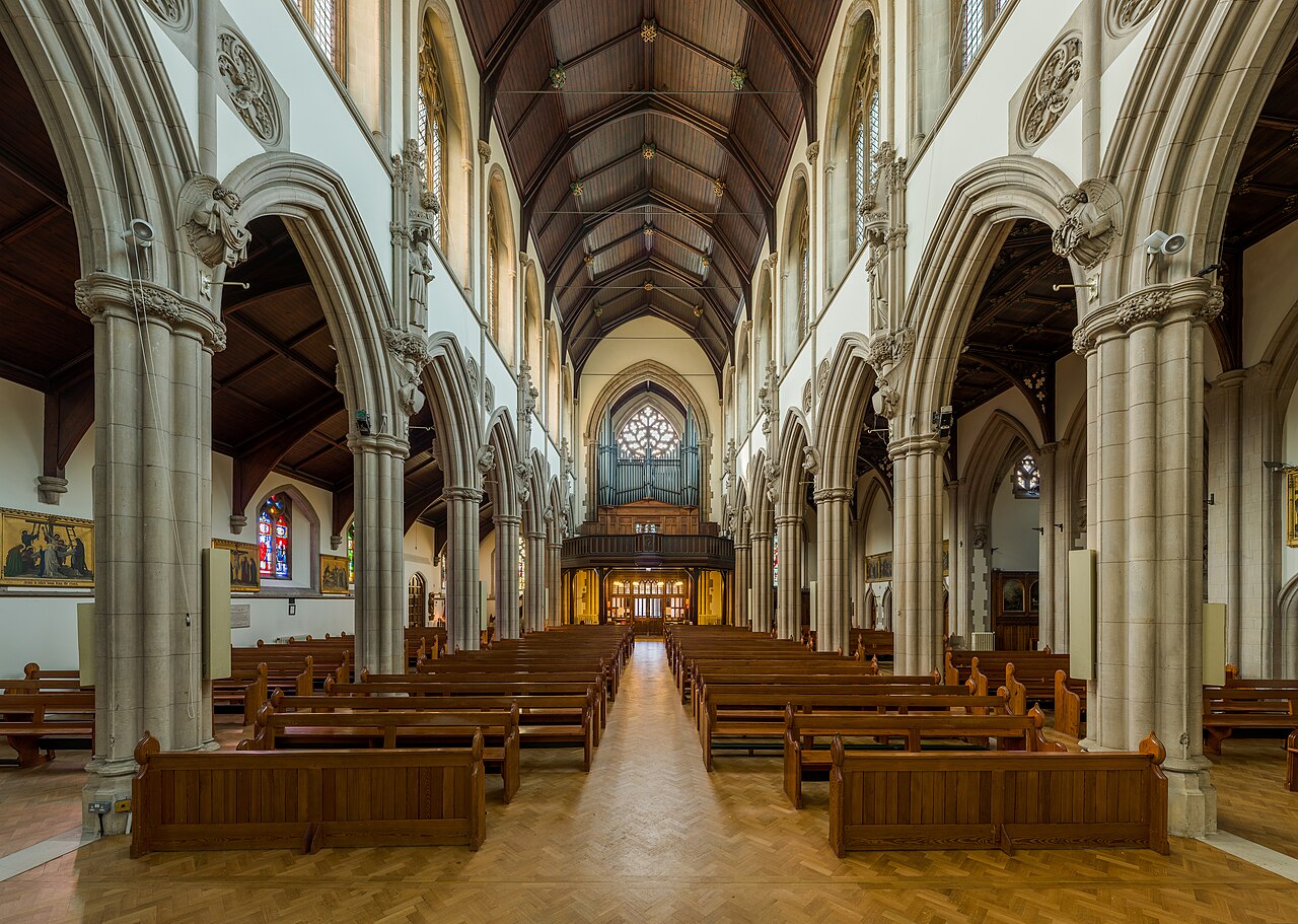 The interior of Sacred Heart RC Church, Wimbledon, London.