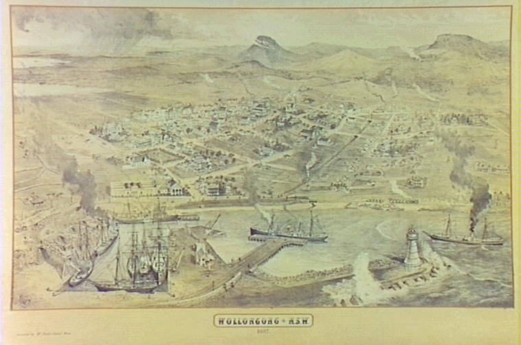 Wollongong N.S.W. 1887; Aerial view of Wollongong Harbour. From the "Illustrated Sydney News" of 15th October, 1887.