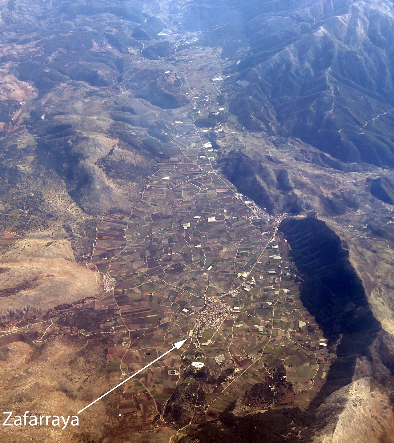 Aerial view of Zafarraya in the south of Spain.