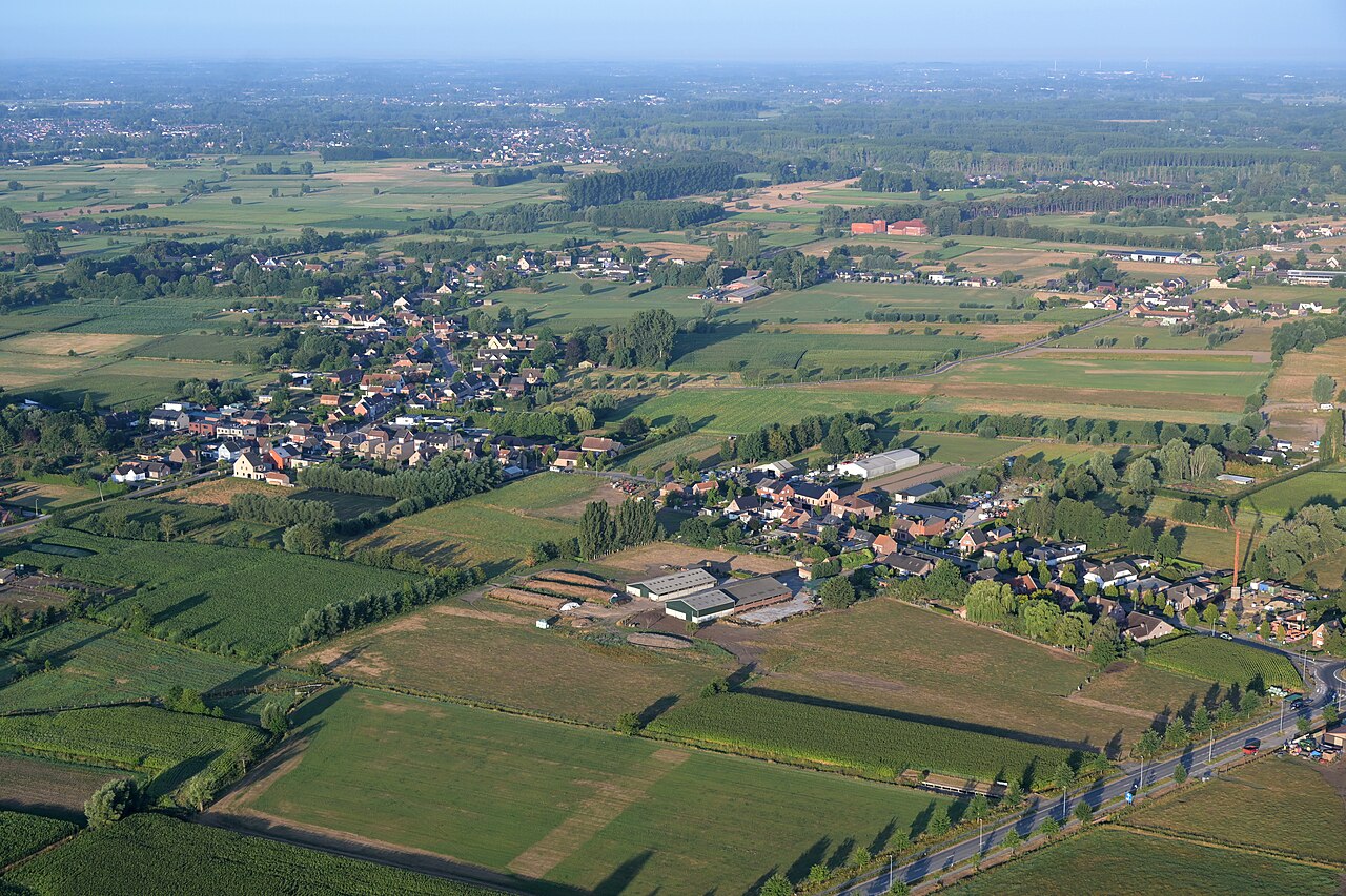 View of Avermaat and Meerskant from a hot air balloon, Zele, 2026
