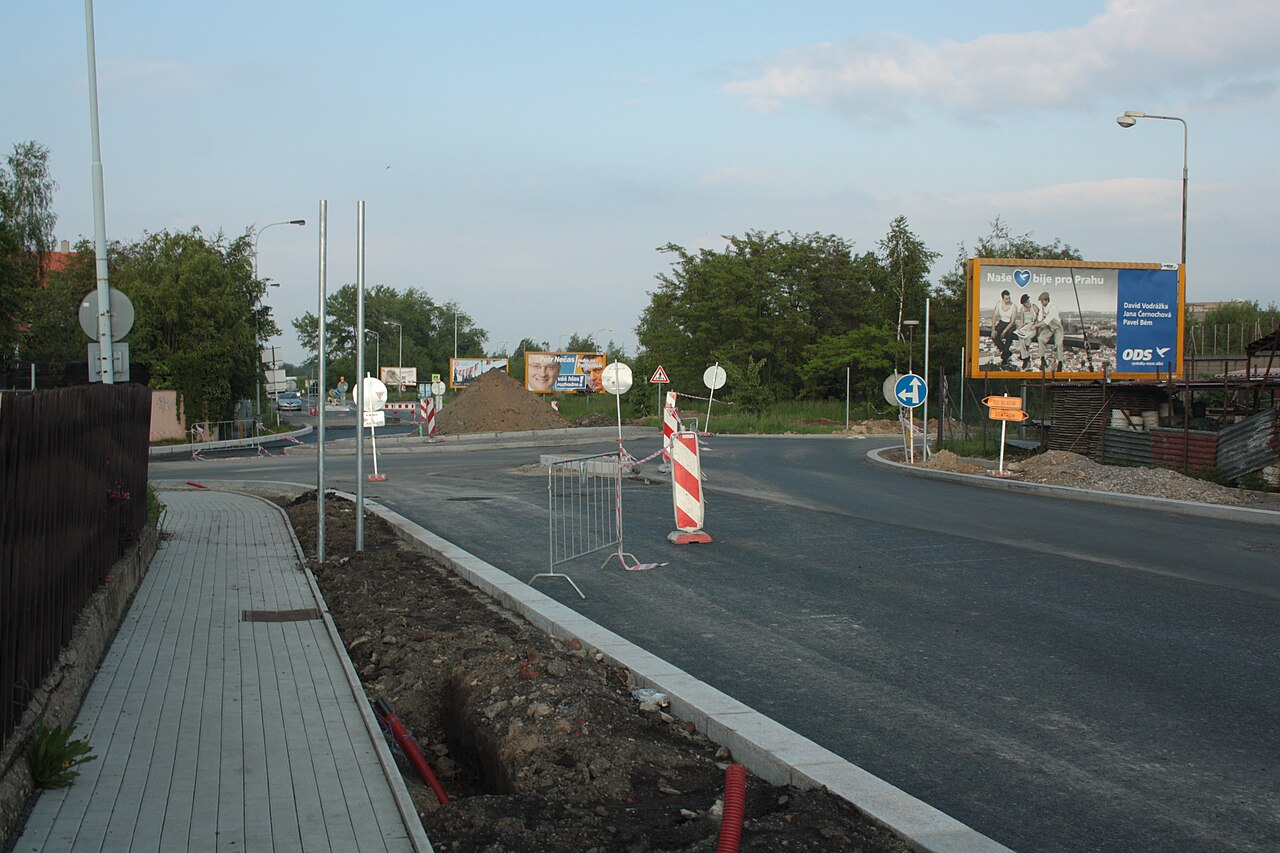 Do Blatin-Na Radosti intersection reconstruction (construction of a roundabout) in Prague-Zličín, Czech Republic