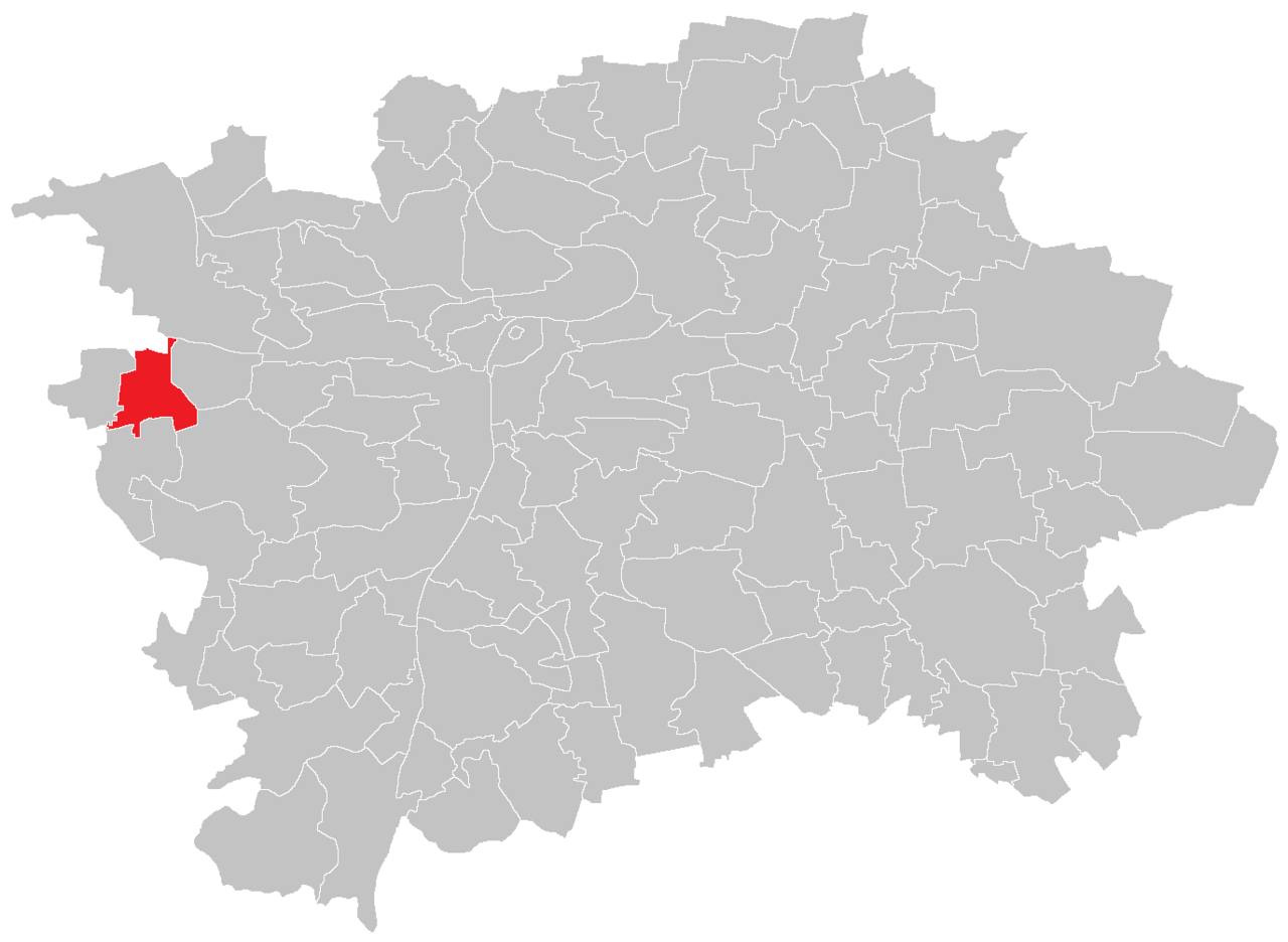 Location map of Prague cadastral area Zličín