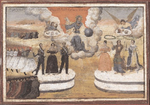 Scene from the Greek War of Independence. Painting by Panagiotis Zografos, under the guidance of Makriyannis.
The just decision of God for the freedom of Greece