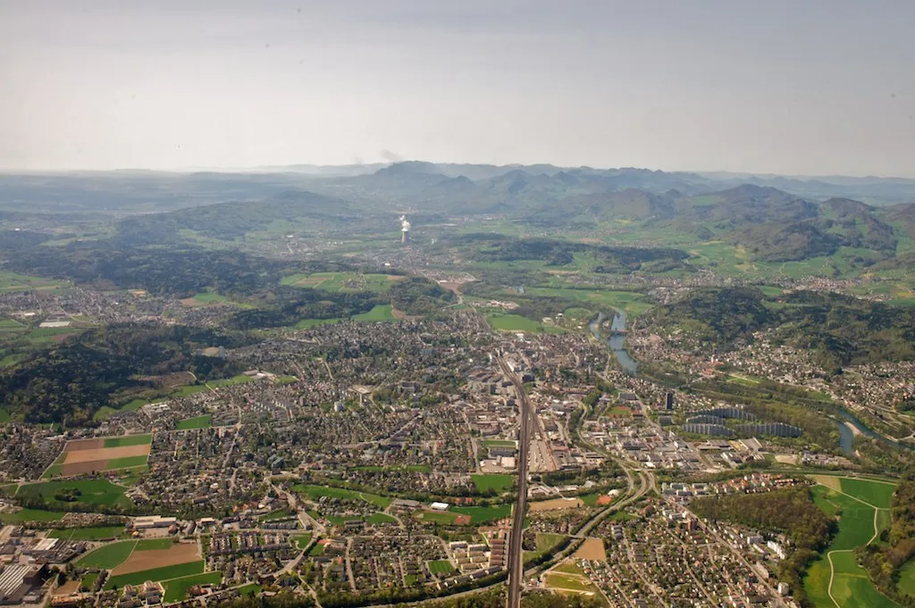 Aerial view of the region of Aarau.