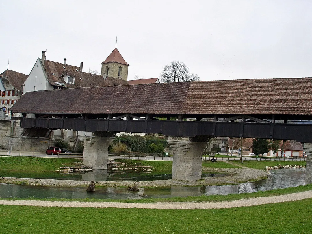 Aarberg, Switzerland.  Bridge over the Aar River