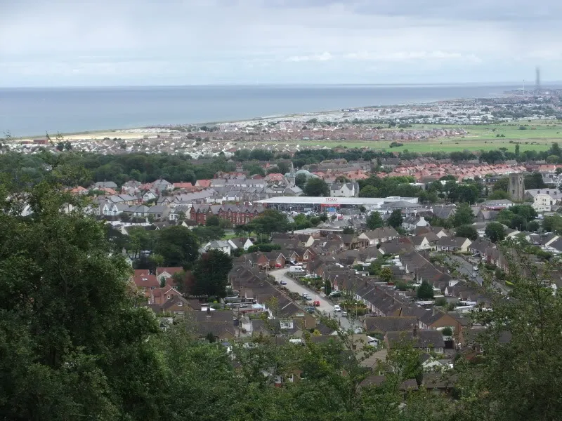 Looking down on Abergele from Tan-y-Gopa, Wales.