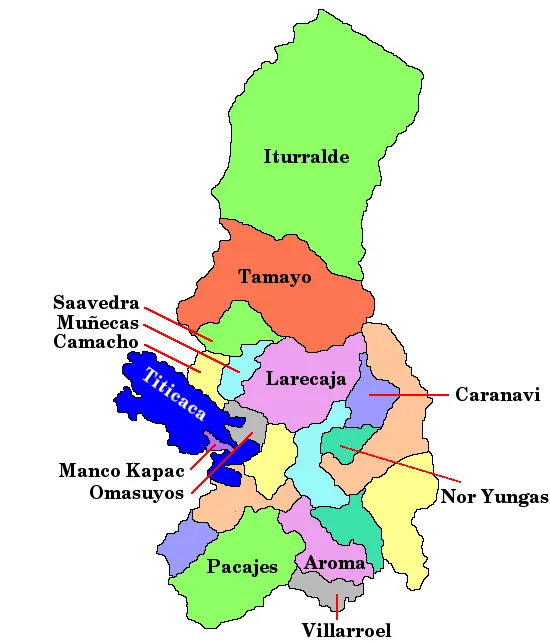 Mapa del departamento de La Paz en Bolivia