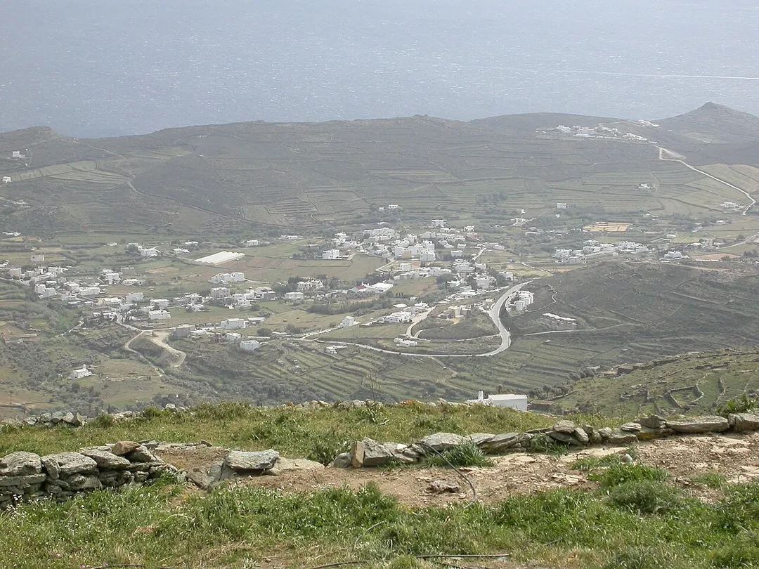 View of Agia Varvara from Alendridi area of Dyo-Choria, Tinos, Greece