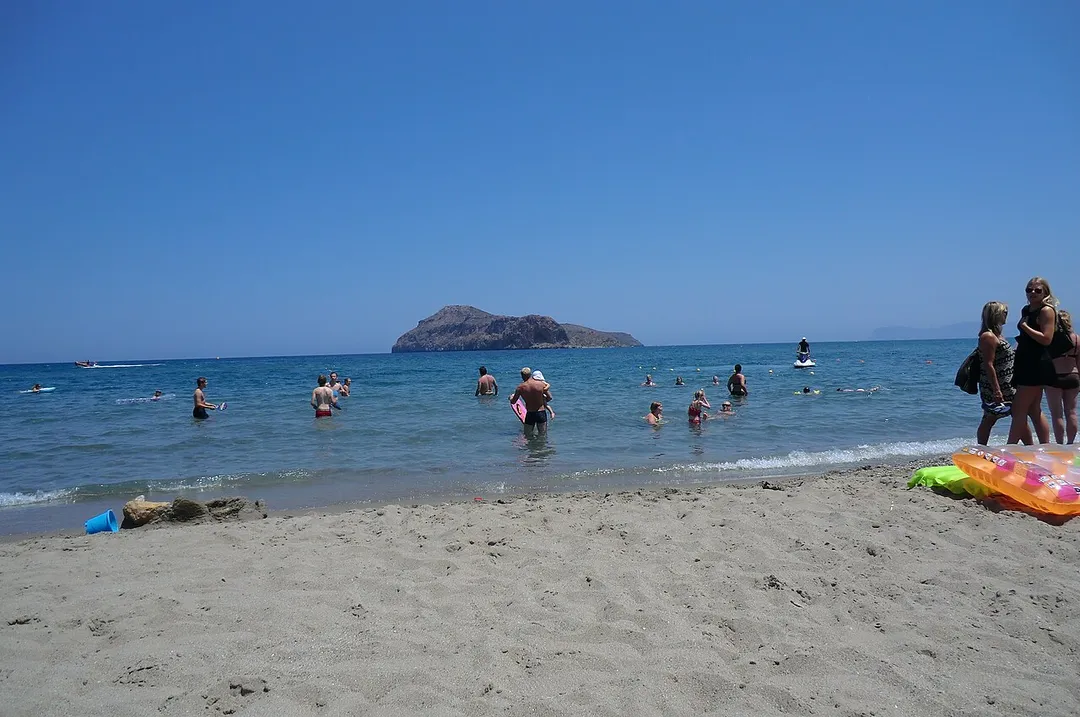 The small island Agii Theodori outside the coast of Crete, outside Platania. Also called "The Petrified Monster".
