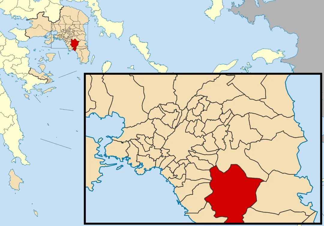 Locator map for Koropi municipality in Greek region Attica (2011)