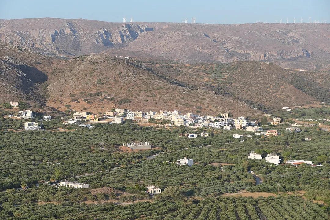 View of the village Agathia. Sitia, Lasithi, Crete, Greece.