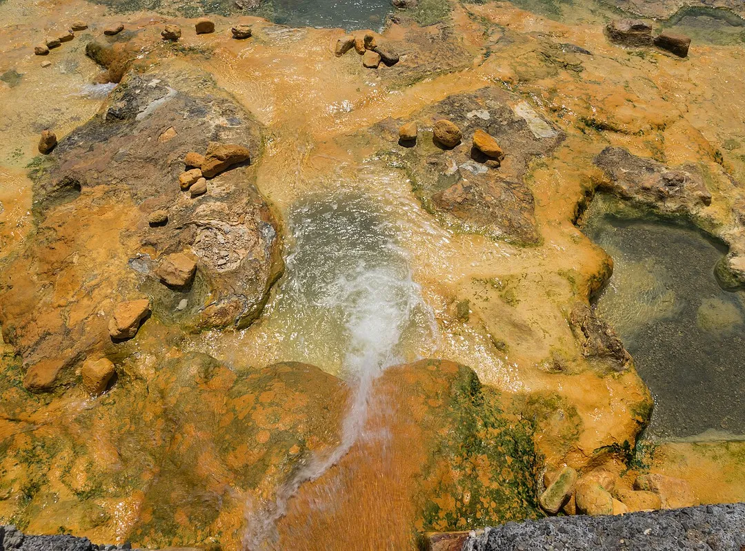 From above, water spring of Loutra Edipsos, Euboea, Greece.