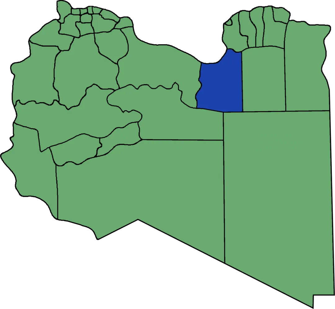Die neuen Gemeinden (Munizipien) in Libyen.  Ajdabiya  hervorgehoben.