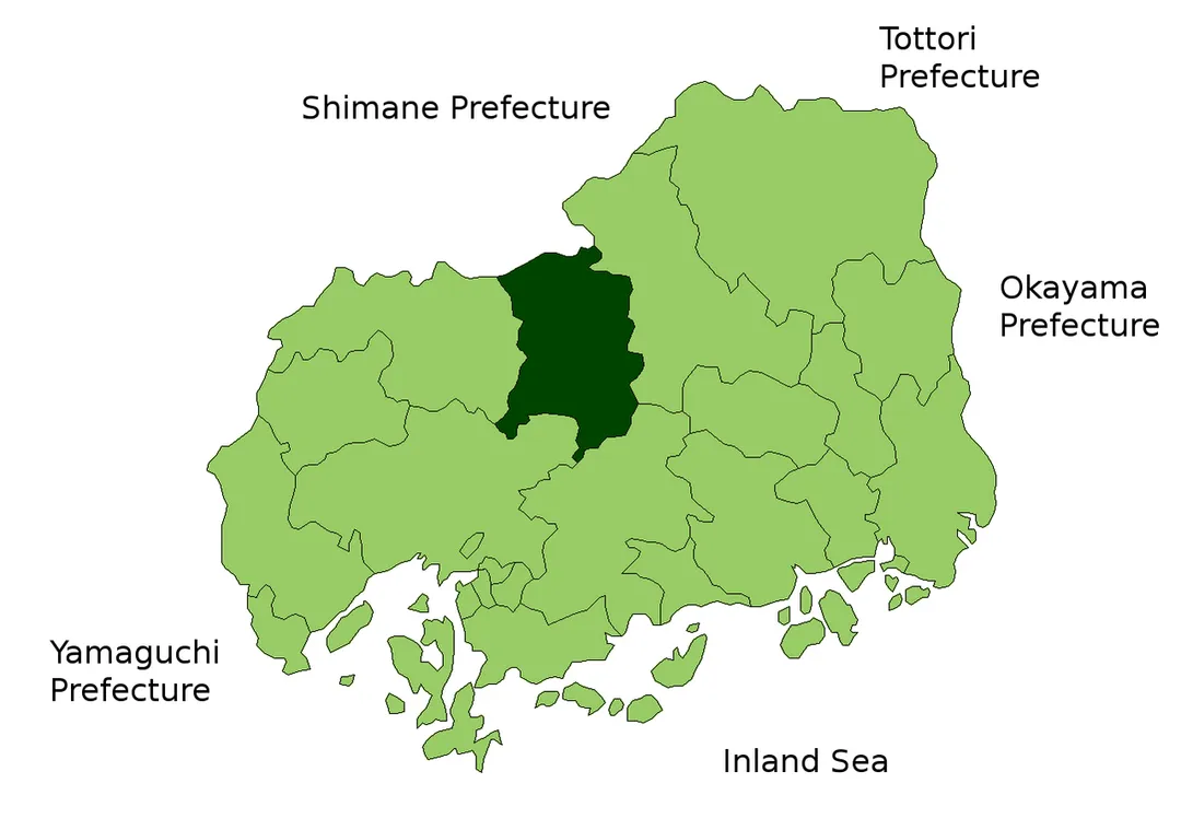 Location Map of Akitakata in Hirosima Prefecture, Japan
