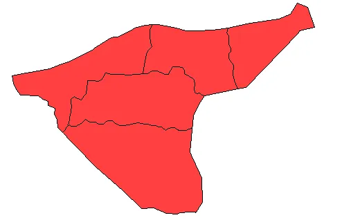 Blank map of Al-Hasakah's districts.