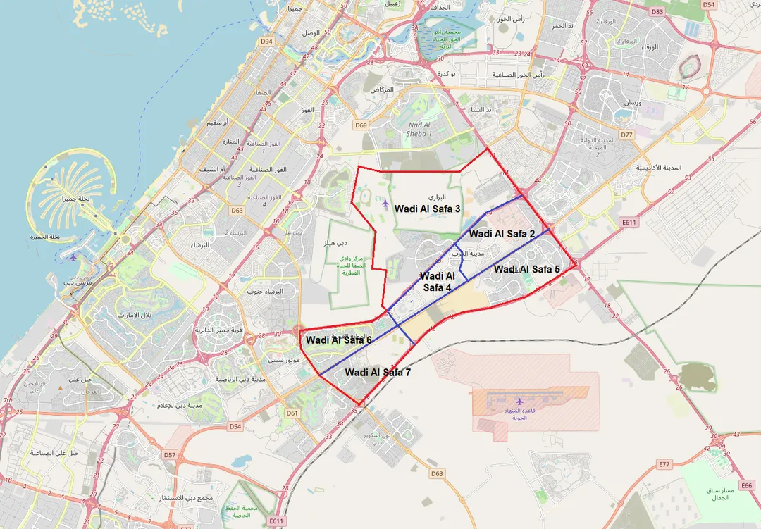 Wadi Al Safa map, Dubai
