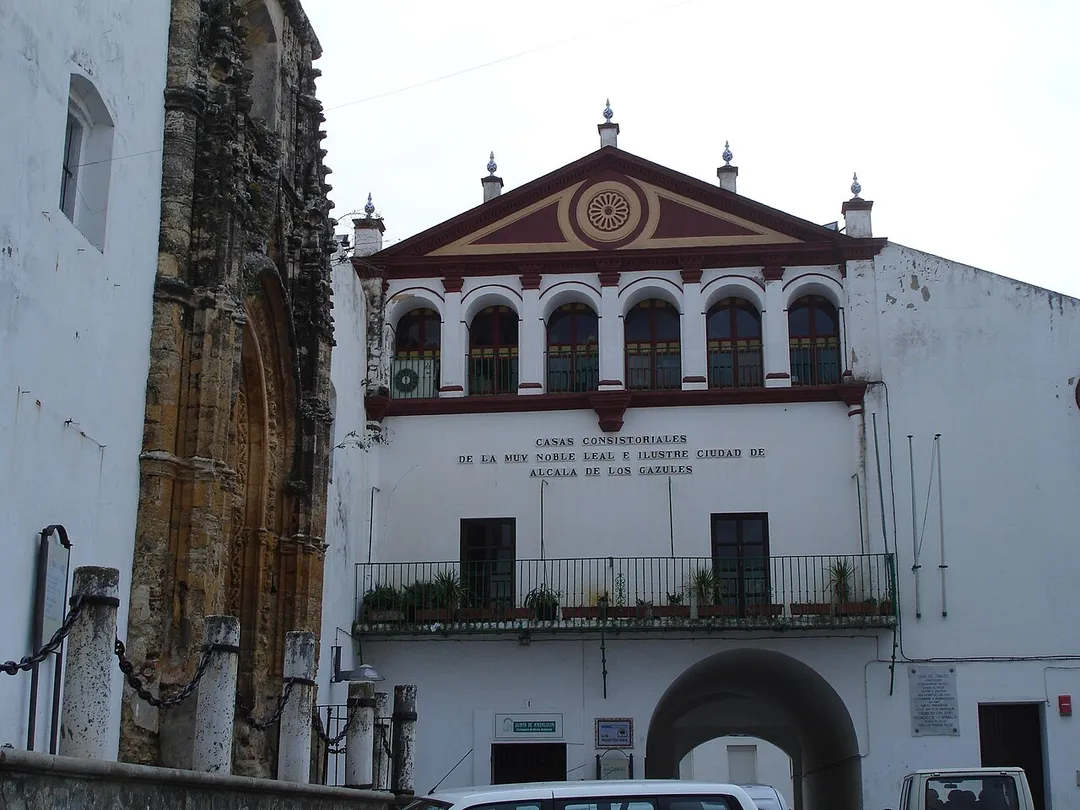 Side of the main church and Town Hall in Alcala de los Gazules, Andalusia (Spain)