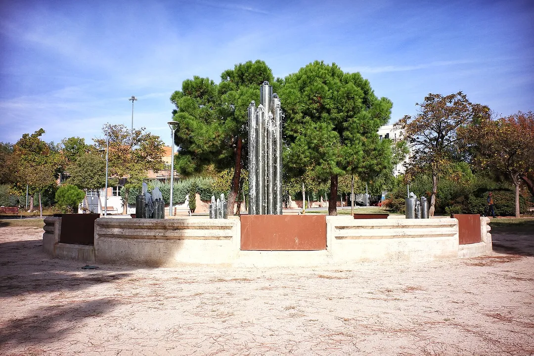 Ornamental fountain in the Jardin de la Vega, Alcobendas, Madrid (Spain).