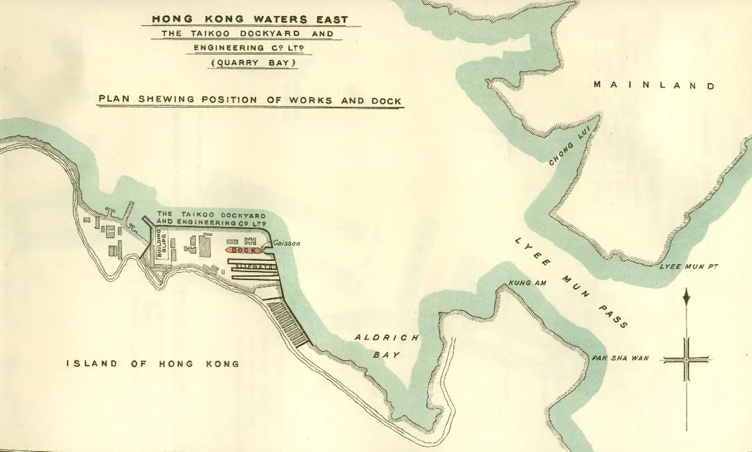 The location map of the Taikoo Dockyard in the 1900s.