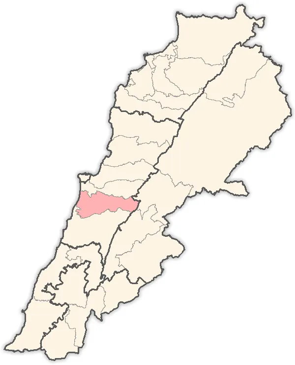 Map of districts in Lebanon, highlighting the Aley District