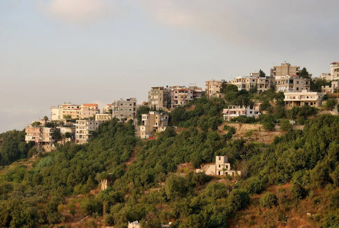 the City of Aley in the mountains overlooking Beirut, Lebanon. View of a small side (West) from the road to Kabr Shmoun.