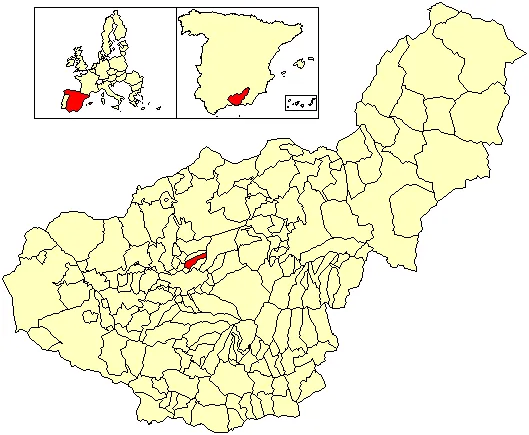 Situación del término municipal de Alfacar respecto a la provincia de Granada, en España.