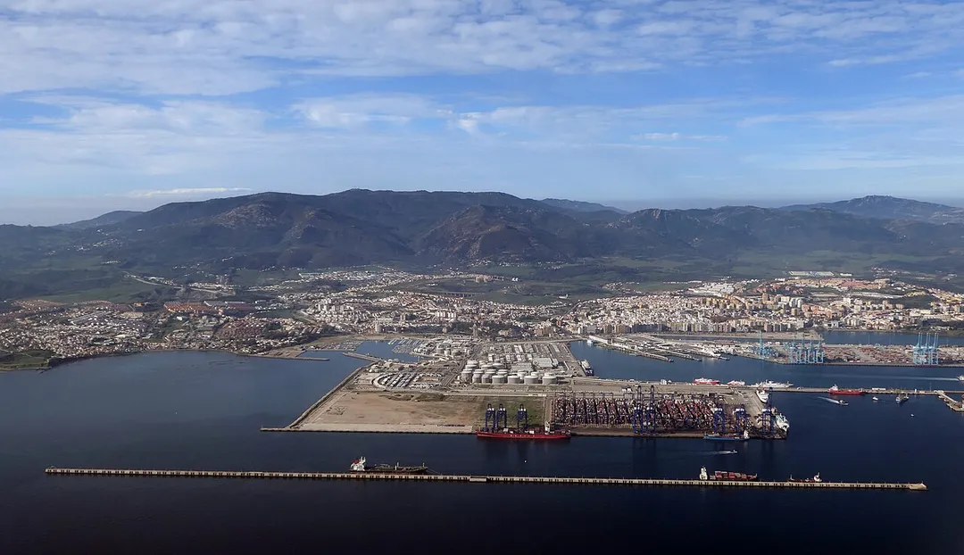 Aerial view of part of Algeciras and its port.