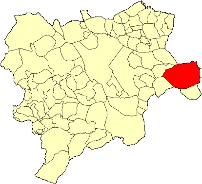 Location of Almansa (Spain) within the province of Albacete.