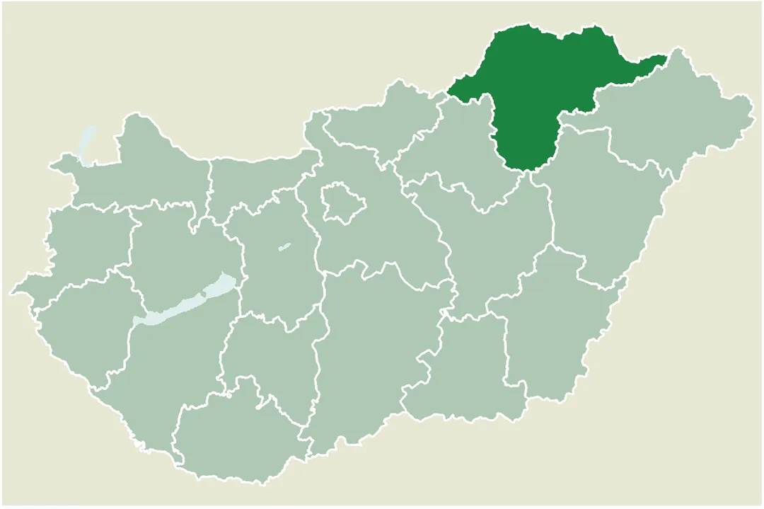 Location map for Borsod-Abaúj-Zemplén county, Hungary.