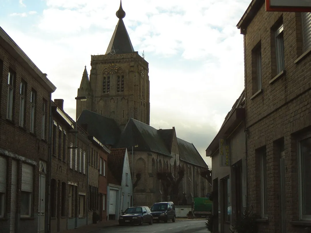 Sint Audomaruskerk in Alveringem-centrum, Alveringem. Saint Audomar Church in Alveringem proper, Alveringem, West-Flanders, Belgium
