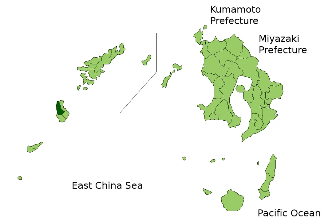 Location Map of Amagi in Kagoshima Prefecture, Japan