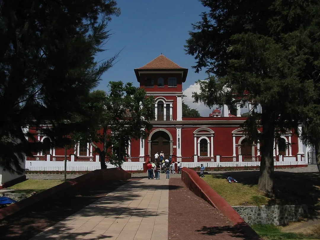 Front view of main house at Hacienda Panoaya where Sor Juana Ines de la Cruz spent part of her childhood.  It is now a museum dedicated to her.