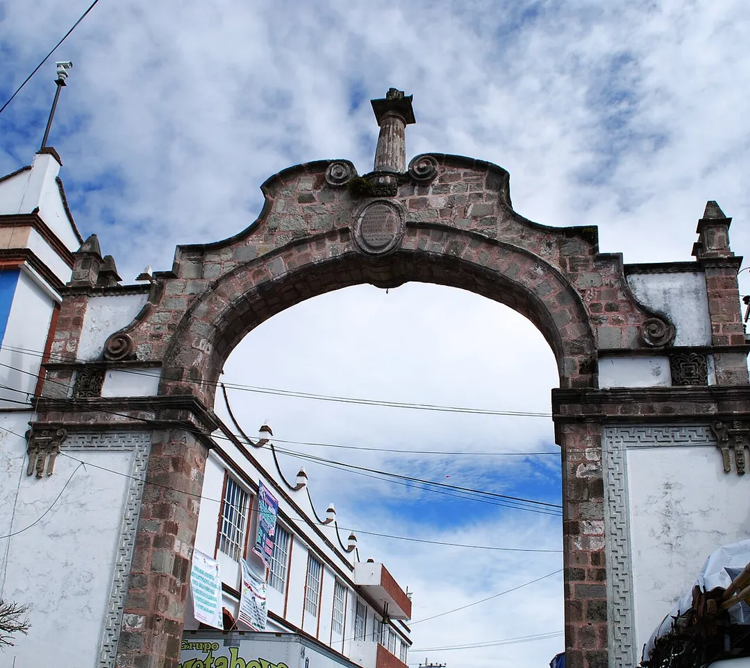Arch into the old town of Amecameca, Mexico State