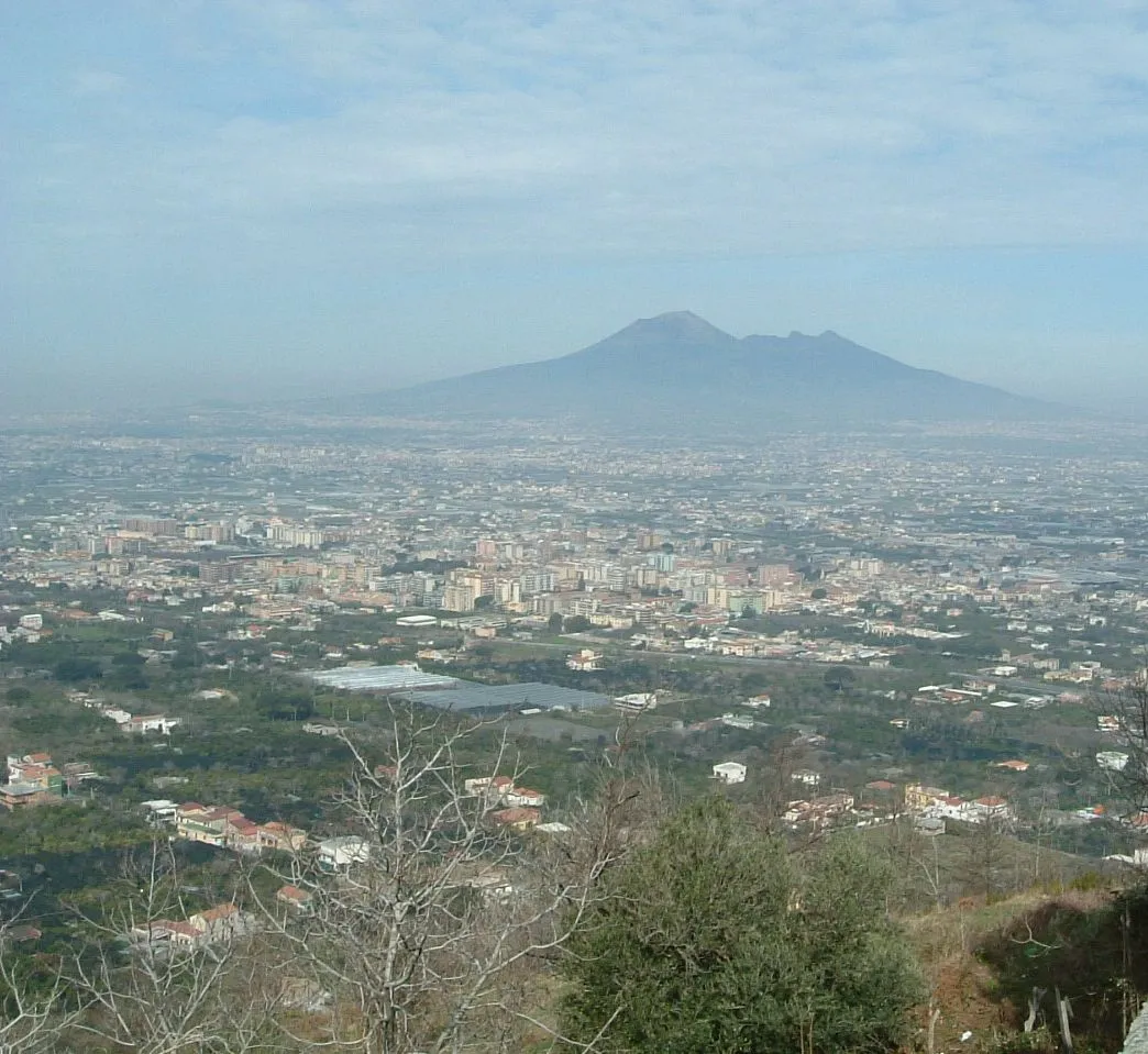 view of a part of Angri from the Lattari Mountains;