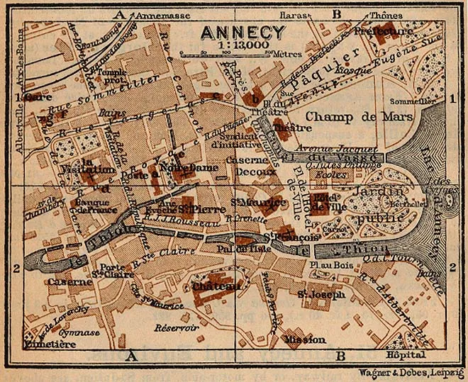 Map of France. 1914. Annecy.