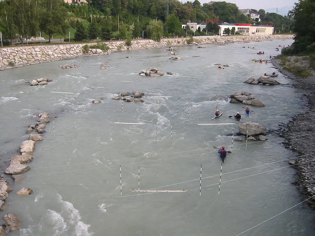The Arve river in Annemasse, Haute-Savoie, France.