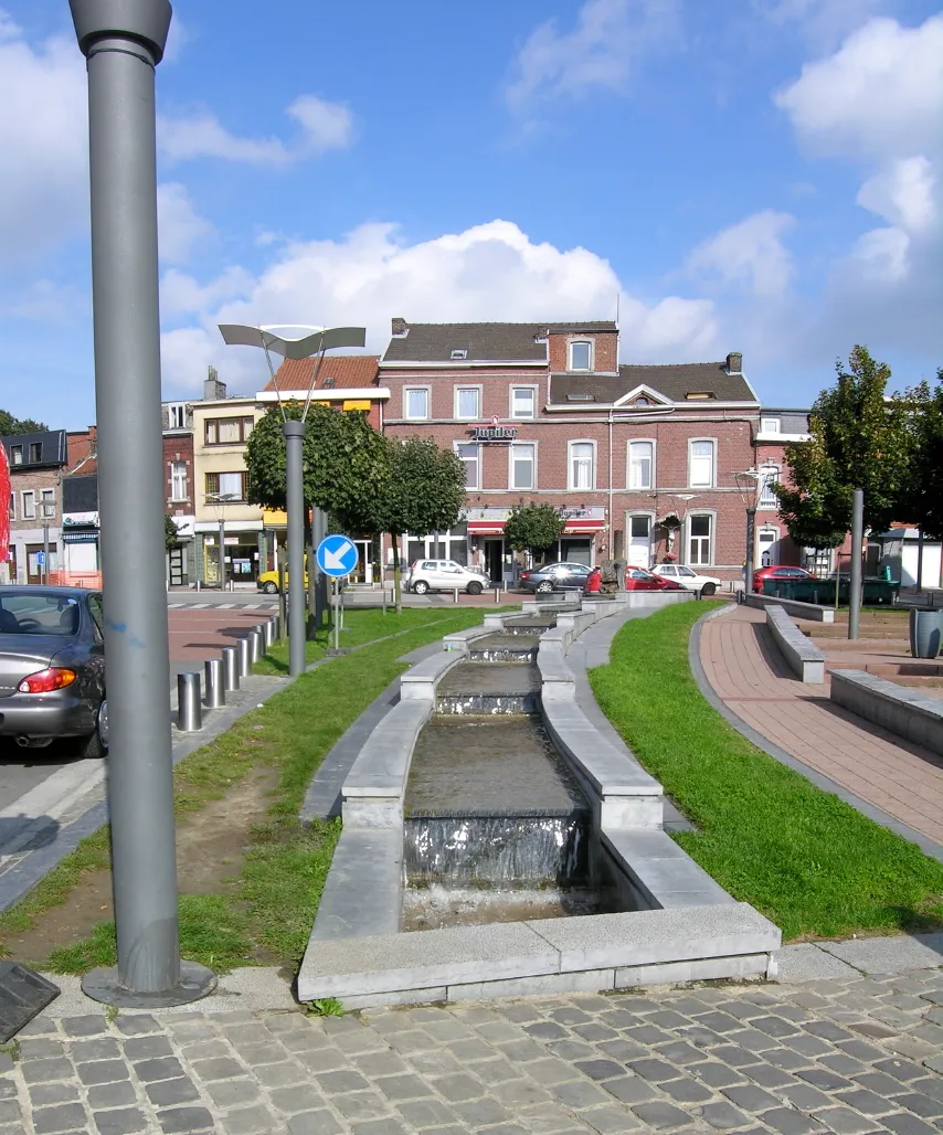 Evocation of the river Légia at Ans Belgium (it is a closed system, the water being pumped back to the upper part