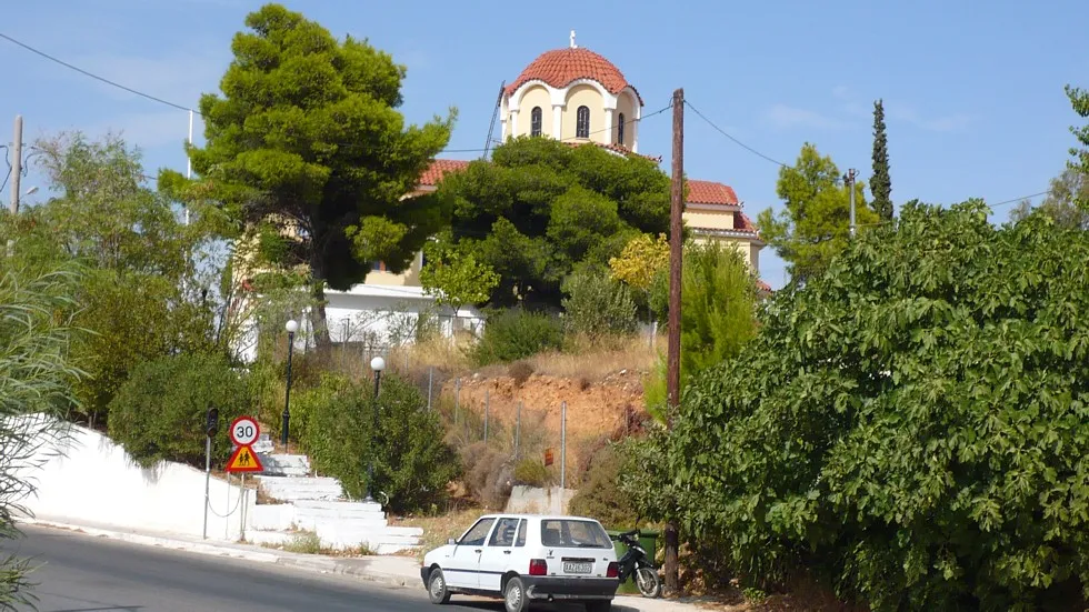 The above picture depicts the central square of the Community of Anthoussa at East Attica.