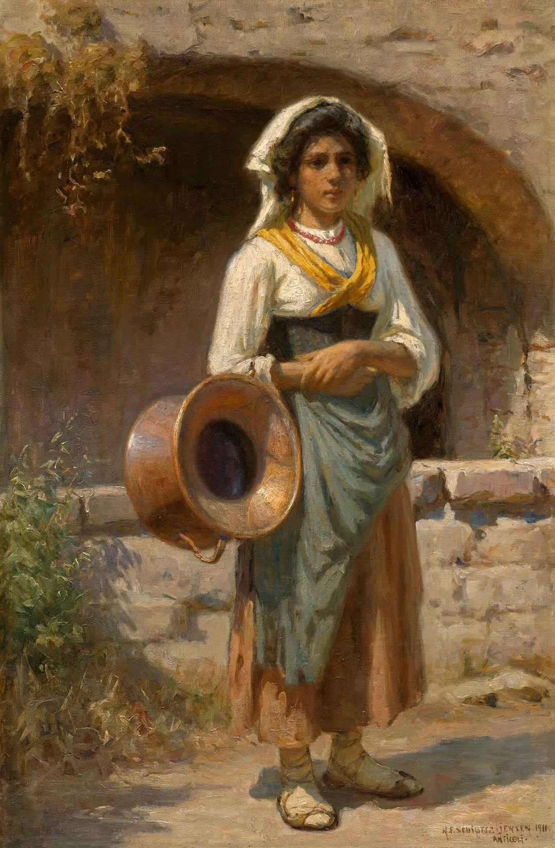 Niels Frederik Schiøttz-Jensen - Italiensk kvinde ved en brønd i Anticoli Corrado - 1911